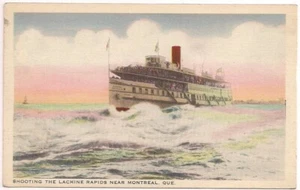 Postcard Steamer Shooting The Lachine RAPIDS KING near Montreal Quebec Canada - Picture 1 of 2