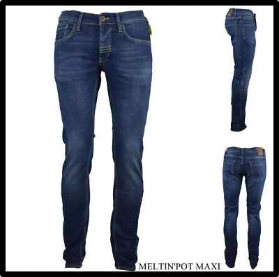 MELTIN' POT Jeans Uomo meltin pot Elasticizzato pantalone denim Slim Fit Skinny a vita bassa