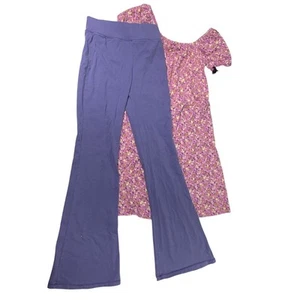 New Art Class Girls Medium (7/8) Purple Floral Dress Bell Bottom Leggings Set - Picture 1 of 3