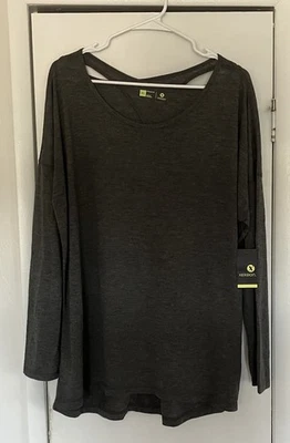 Women’s Xersion Keyhole Top XL Gray Long Sleeve  Relaxed Fit NWT - Image 1 of 4