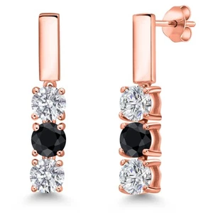 1.69 Ct G/H Lab Grown Diamond Black Sapphire 18K Rose Gold Plated Silver - Picture 1 of 6