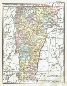1899 Library of Reference Color Map, Dated in the print State of Vermont - Bild 1 von 5