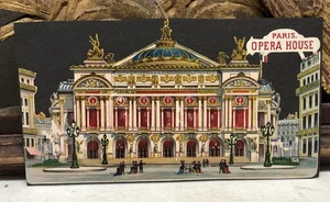 Victorian Die Cut Paris Opera House DB Scrap Glued On Paper - L13 - Picture 1 of 6