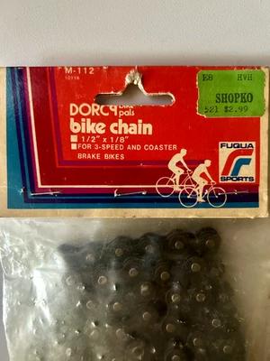 NOS - Vintage 80's Dorcy 1/2 x 1/8 Bike Chain M-112 , 10116 - Fuqua Sports  - Image 1 of 4