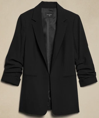 Banana Republic Women’s Hayden Ruched Sleeve Blazer Black Size XL NWT - Image 1 of 4