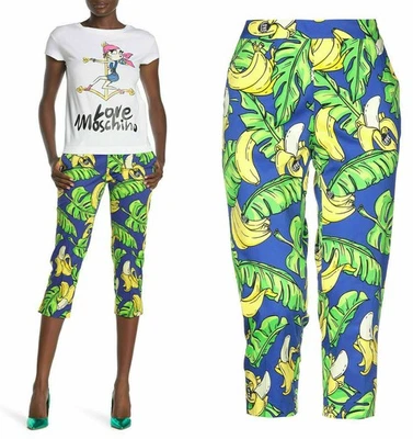 PANTALONES LOVE MOSCHINO HOJA DE PLÁTANO ALGODÓN CULOTTES RECORTADOS talla IT 42 US 6 Foto 1 de 4