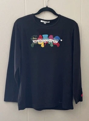 Mercer Street Studio Snowman Christmas Top  Size Large Embroidered  - Image 1 of 4