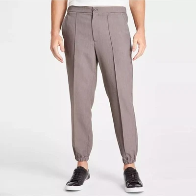 Alfani Men's Regular-Fit Stretch Pleated Joggers Bolgio Taupe Heather-Small — 第 1/4 张图片