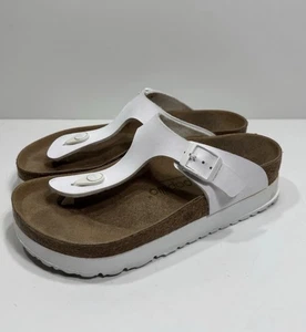 Birkenstock Papillio White Gizeh Platform Vegan Slide Sandals Size 38 US7 - Picture 1 of 11
