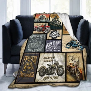 Motorcycle Blanket Gifts for Men and Women Throw Blanket for Couch Sofa Bed P... - Picture 1 of 9