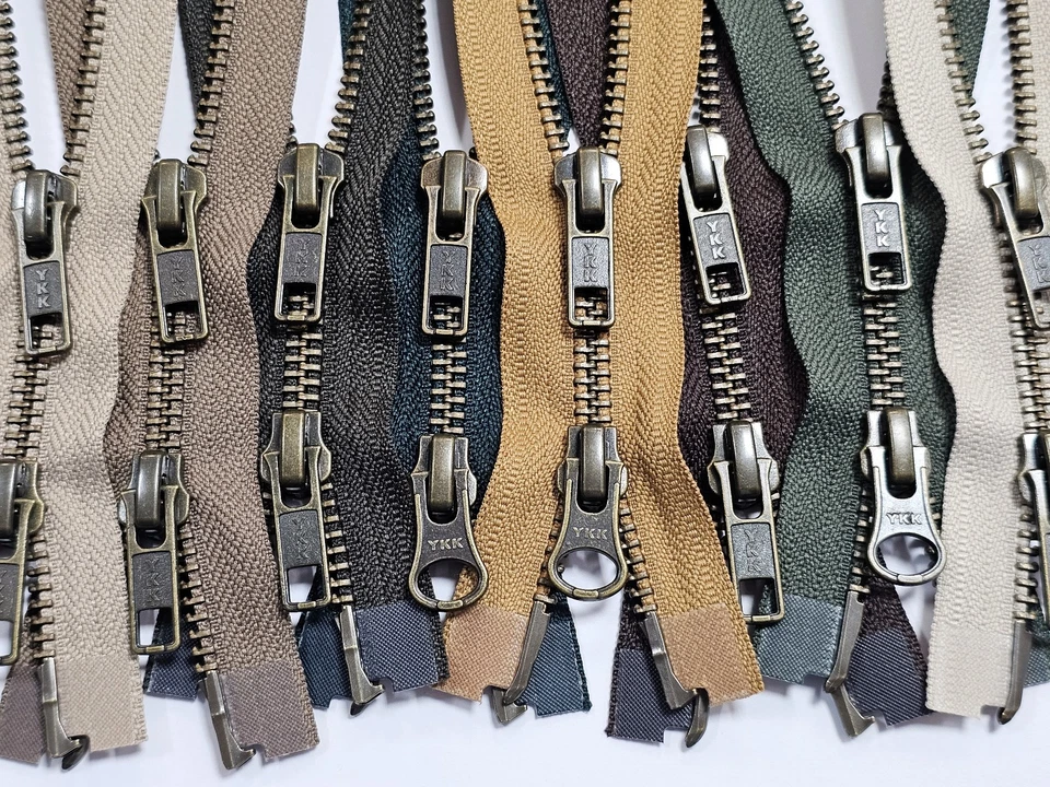 YKK Reißverschluss 2-Wege teilbar Metall 6mm Kette brüniert braun-oliv 50-100cm - Bild 1 von 1