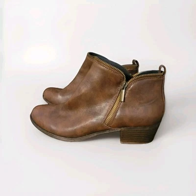 DIBA Women’s Size 8.5 Brown Leather Double Zip Ankle Boots Booties  - Image 1 of 4