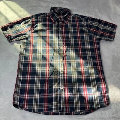 Мужская рубашка Stile Benetton в клетку с коротким рукавом на пуговицах размер XL 100% хлопок - Изображение 1 из 4