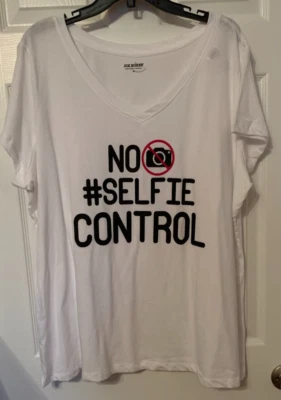 Camiseta blanca manga corta cuello en V para mujer sin #control selfie talla 3X nueva con etiquetas Foto 1 de 3