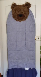 Pottery Barn Kids Blue & Brown Check Pattern Portable Teddy Bear Sleeping Mat - Picture 1 of 24