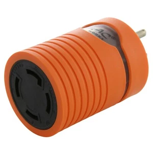 15A 125V NEMA 5-15 Household Plug to 30A NEMA L14-30 Connector W/ Hots Bridged - Picture 1 of 10