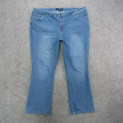 Jeans jeans feminino 24/7 plus 22w azul lavagem leve cintura alta boot cut - Imagem 1 de 4