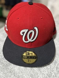 Washington Nationals  New Era 59FIFTY Fitted Men's Hat Cap Red Navy 7 1/2 - Picture 1 of 9