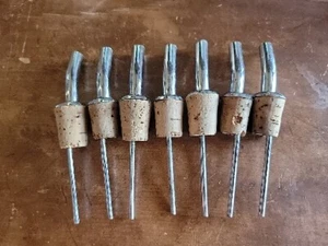 Kork-Stahl verschüttet Top-Schnapsflasche Ausgießer Vintage Antik 7er Set - Bild 1 von 2