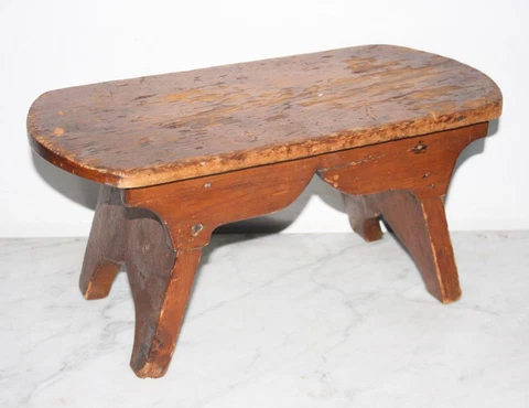 Antique Solid Wood Stool. Rustic Primitive Bench Work Milking Hand Craft Patina Cover