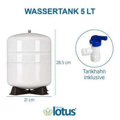 Vorratstank für Umkehr Osmoseanlagen / Wassertank 5 Liter- + Tankhahn