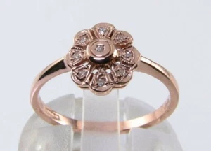 DAINTY 9K 9CT ROSE GOLD DIAMOND ART DECO EDWARDIAN INS DAISY RING FREE RESIZE - Picture 1 of 6