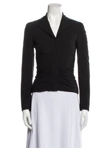 prada authentic Solid Black Long Sleeve Zip Up Blazer Jacket 38 2 Xs - Picture 1 of 9