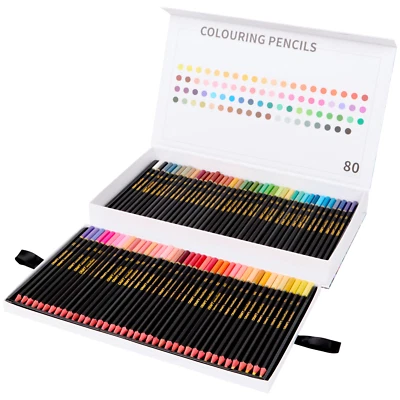 Premium Buntstifte 80er Set Holzstifte Zeichnen Malen Skizzieren im Klapp Koffer - Bild 1 von 2