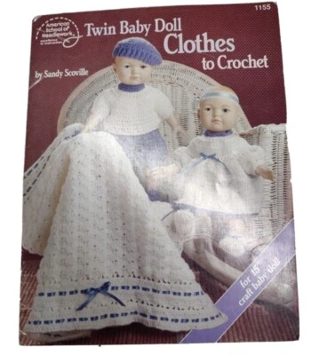 USED TWIN BABY DOLL CLOTHES FOR 15" DOLLS CROCHET PATTERN BOOK - Image 1 of 2