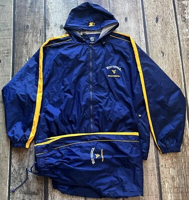 TEAM STARTER WVU WEST VIRGINIA FULL TRACK SUIT MENS XL JACKET MEDIUM PANTS - Image 1 of 4