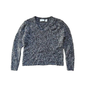 Vtg Y2K Fashion Bug Womens Sweater M Black Speckled Preppy Minimalist Basic - Picture 1 of 7