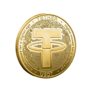 USDT Tether | Cryptocurrency Digital Currency | Gold Plated Coin - Picture 1 of 5