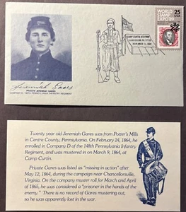 #2410 on Civil War Event Cover, Pvt. Jeremiah Gares, Harrisburg, PA cancel - Picture 1 of 1