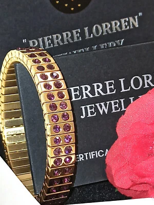 Amethyst Formal Evening Wedding party bracelet Gemstone 24k GOLD Handmade women - Image 1 of 4