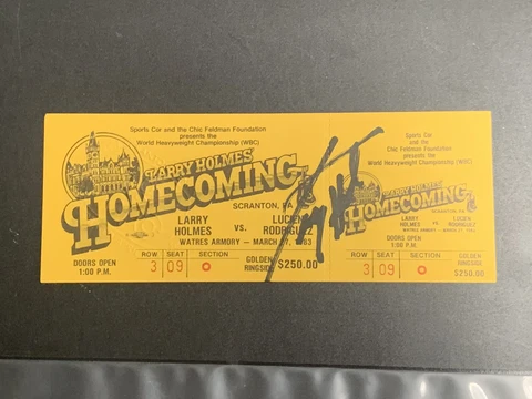 1983 Larry Holmes Vs. Lucien Rodriguez Signed Boxing Ticket GTP All Rare Ink Cover