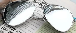 Retro Sonnenbrille Pilotenbrille Gläser verspiegelt Rahmen silber UV 400 - Bild 1 von 10