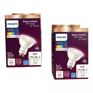 (2) Philips 562538 Smart Wi-Fi Connected LED 50-Watt GU10 Light Bulb, Color NEW - Picture 1 of 7