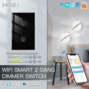 MOES 1/2/3Gang WiFi Smart Light Dimmer Switch Glass Touch Panel Alexa Google APP
