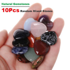 10Pc Natural Mixed Crystal Quartz Pocket Palm Worry GemStones Puff Heart Healing