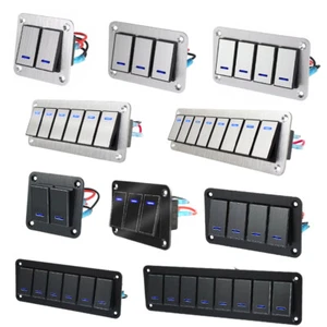 2/3/4/6/8 Gang Rocker Toggle Switch Panel Waterproof DC 12V 24V LED for Car - Bild 1 von 27