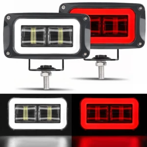 2X 4inch Rectangular LED Work Light Bar Spot Pods Driving Fog Halo DRL Offroad - Bild 1 von 15