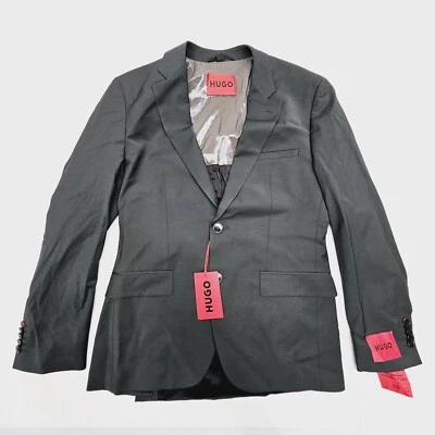 HUGO BOSS Mens 36R Dark Green Modern Fit Suit Jacket Blazer Super-Flex Wool - Image 1 of 4