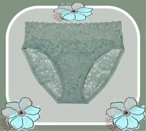 M SeaSalt Green THE LACIE Full Floral Lace Victorias Secret High Leg Brief Panty - Picture 1 of 11