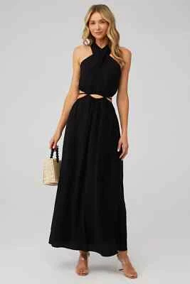 Young Fabulous Broke YFB womens Arlette Maxi Dress size Medium Black Cut Out - Image 1 of 4