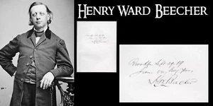 Henry Ward Beecher (1813-1887) ABOLICIONISTA 1859 Guerra Civil firma inscrita - Imagen 1 de 5