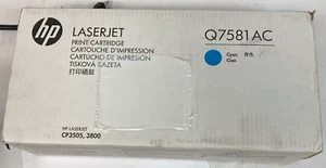HP Q7581AC LaserJet Printer Toner Cyan New - Picture 1 of 2