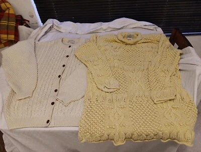 2 HIGHLAND HOME INDUSTRIES Hilados Tejido por cable Lana Pescador Cárdigan Suéter  Foto 1 de 4