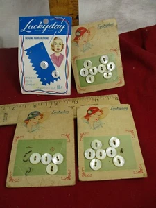 VINTAGE LUCKYDAY GENUINE PEARL BUTTONS ON CARDS - Picture 1 of 5