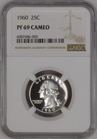 1960-P S25C WASHINGTON-QUARTER NGC NEAR-PERFECT PF-69-CAMEO RARE R5 HIGH-GRADES Cover