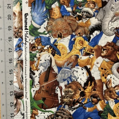 Untamed Melody 1/2 Yard Animal Marching Band Wilmington Cotton Fabric - Image 1 of 3